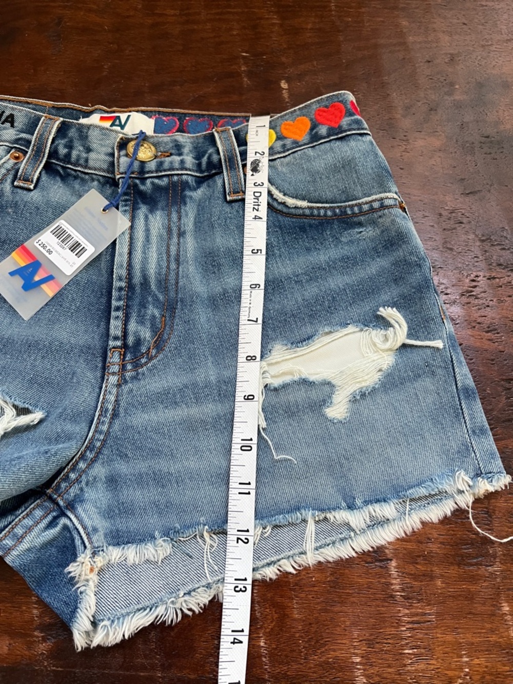 Aviator Nation Rocker Cali Lover Heart Jean Shorts Mid Rise Cowgirl Cutoff 25 - Picture 12 of 15
